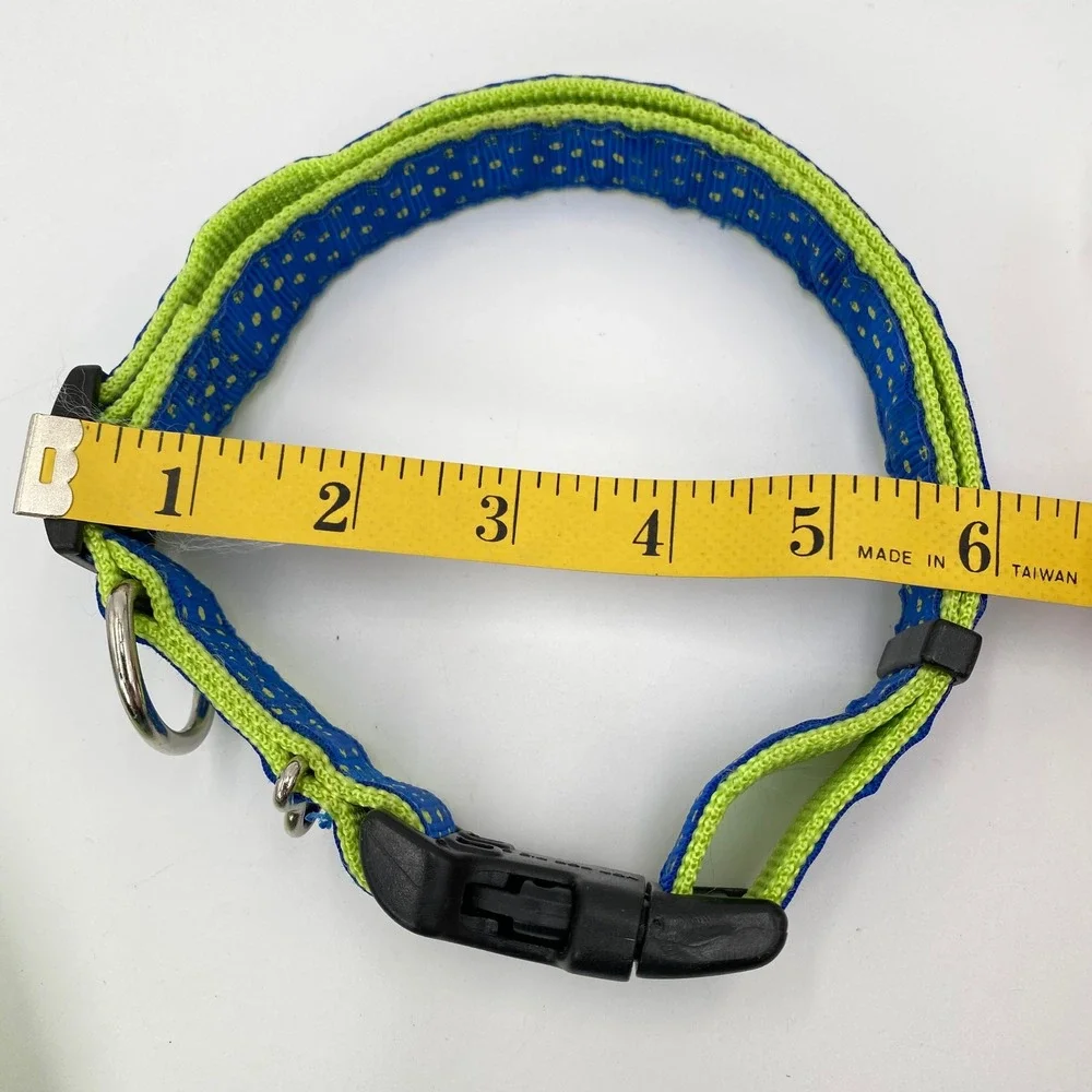 Frisco Dog Collar‎ and Leash Set Blue Green Polka Dot Adjustable Pet Walking